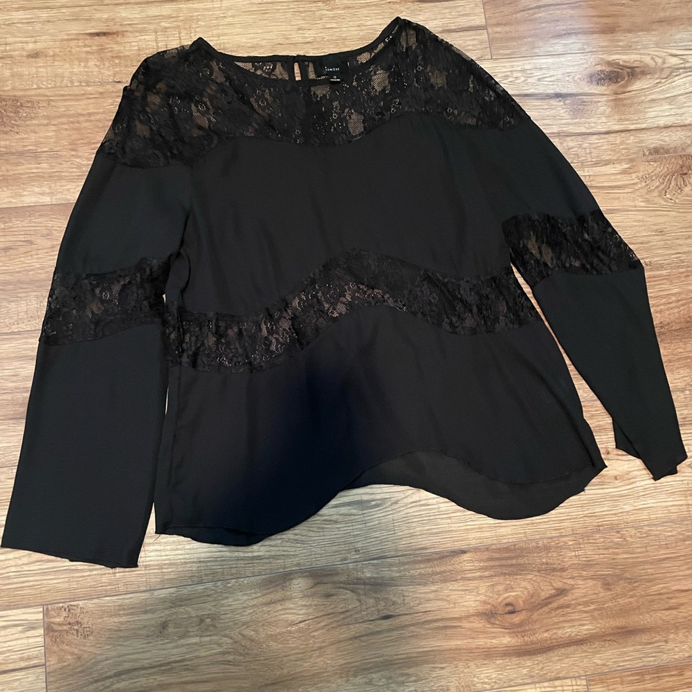 a new day Black Lace Detail Blouse